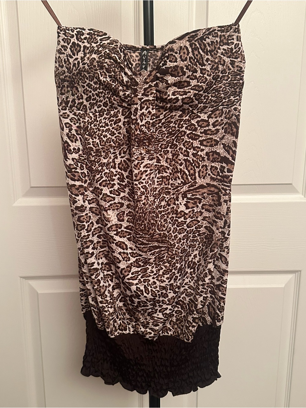 Leopard Print Strapless Women’s Top - Brown/Black